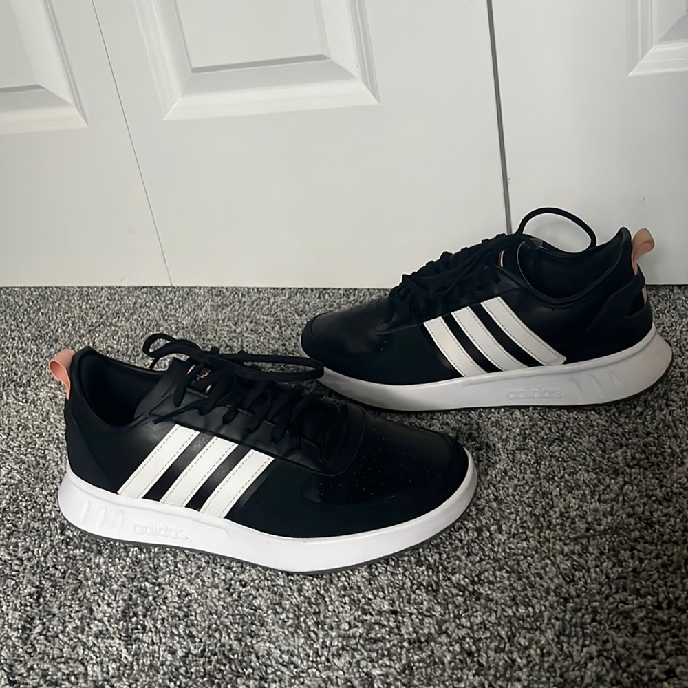 adidas Court 80S Sneaker -Women's Sz 8.5 Ortholite Black/White/Peach see desc